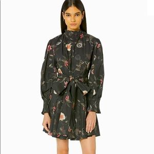 All Saints Black Floral Mini Dress